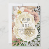 Dusty Blue Boho Floral Wedding Invitation Kaart (Voorkant)