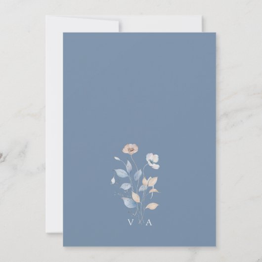 Dusty Blue Boho Floral Wedding Kaart (Achterkant)
