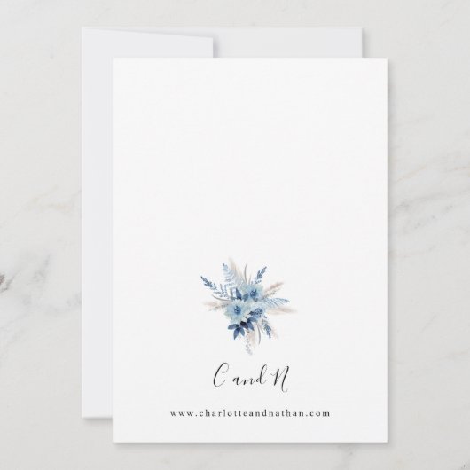 Dusty Blue Boho Floral Wedding Kaart (Achterkant)