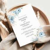 Dusty Blue Boho Floral Wedding Kaart