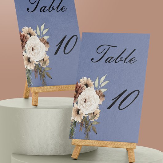 Dusty Blue Boho Floral Wedding Kaart