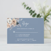 Dusty Blue Boho Floral Wedding RSVP-kaart RSVP Kaartje (Staand voorkant)