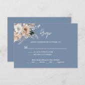 Dusty Blue Boho Floral Wedding RSVP-kaart RSVP Kaartje (Voorkant / Achterkant)
