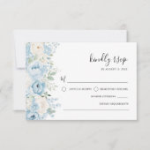 Dusty Blue Boho Floral Wedding RSVP Kaartje (Voorkant)