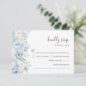 Dusty Blue Boho Floral Wedding RSVP Kaartje (Staand voorkant)