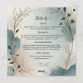 Dusty Blue Boho foliage wreath all in one wedding Kaart (Achterkant)
