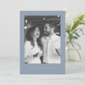 Dusty Blue Boho Foto 1 Huwelijk Modern Kaart (Staand voorkant)