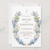 Dusty Blue Boho Garden Floral Elegant Wedding Kaart (Voorkant)