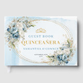 Dusty Blue Boho Gold Floral Eucalyptus Guest Book Gastenboek (Voorkant)