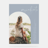 Dusty Blue Boho Minimalist Arch Photo Afstuderen Acryl Bord (Voorkant)