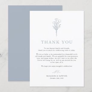 Dusty Blue Boho Minimalist Botanicals Wedding Bedankkaart