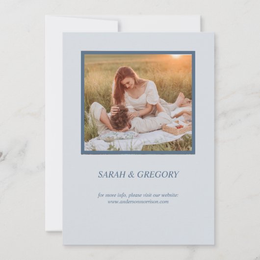 Dusty Blue Boho Minimalist Save the Date Kaart (Achterkant)