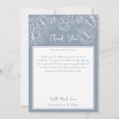 Dusty Blue Boho Modern Floral Elegant Foto Bedankkaart (Achterkant)
