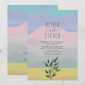 Dusty Blue Boho Mountain Wedding Kaart (Voorkant / Achterkant)