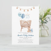 Dusty Blue Boho Nursery Boho Baby shower Kaart (Staand voorkant)