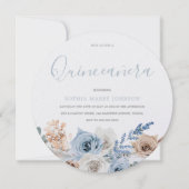 Dusty Blue Boho Pear Shimmer Quinceanera Party Kaart (Voorkant)