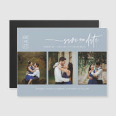 Dusty Blue Boho Photo Save the Date Magnetic Kaart (Voorkant / Achterkant)