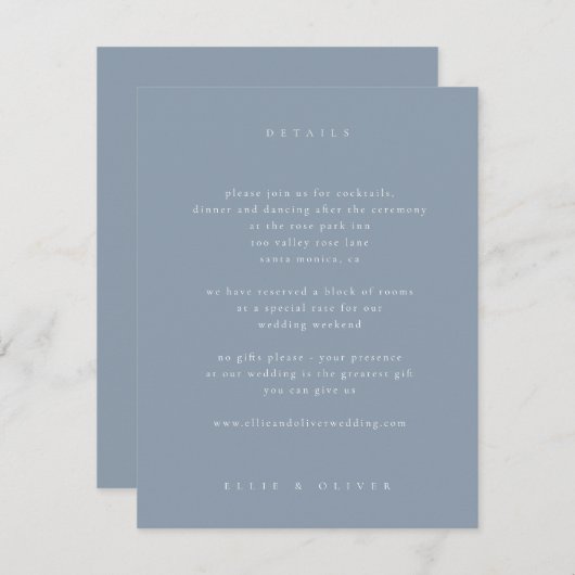 Dusty Blue Boho Photo Wedding Modern Informatiekaartje (Voorkant / Achterkant)