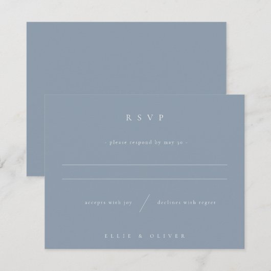 Dusty Blue Boho Photo Wedding Modern RSVP Kaartje (Voorkant / Achterkant)