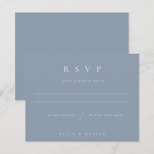 Dusty Blue Boho Photo Wedding Modern RSVP Kaartje (Voorkant / Achterkant)