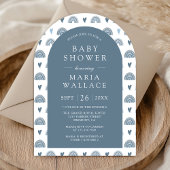 Dusty Blue Boho Rainbow Arch Baby shower Kaart