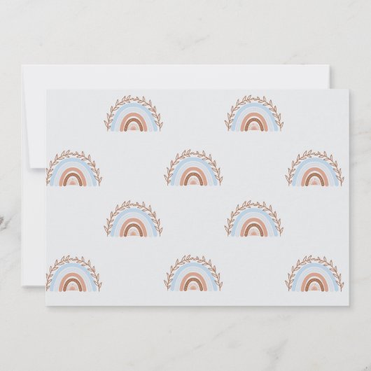 Dusty Blue Boho Rainbow Birthday Uitnodiging (Achterkant)