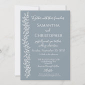 Dusty Blue Boho Romantische Botanische Minimal Wed Kaart (Voorkant)