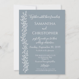 Dusty Blue Boho Romantische Botanische Minimal Wed Kaart