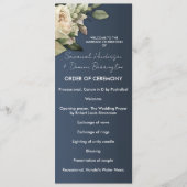 Dusty Blue Boho Rozen Bruiloft Programmakaart (Voorkant)