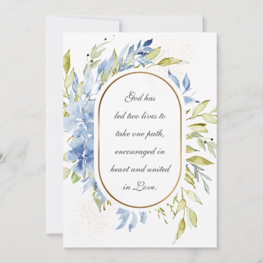 Dusty Blue Boho Rozen Greenery Gold Lijst Save The Date (Achterkant)