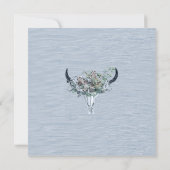 Dusty Blue Boho Rustic Cow skull met bloemen Kaart (Achterkant)
