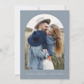 Dusty Blue Boho Save the Date Photo Minimalist (Voorkant)