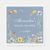 Dusty Blue Boho Summer Wildflower Vrijgezellenfees Servet (Voorkant)