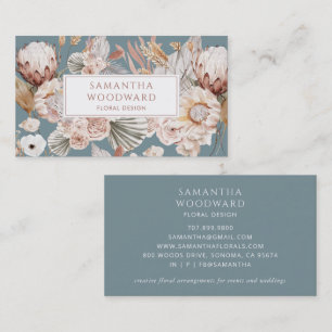 Dusty Blue Boho Waterverf Floral Designer Visitekaartje