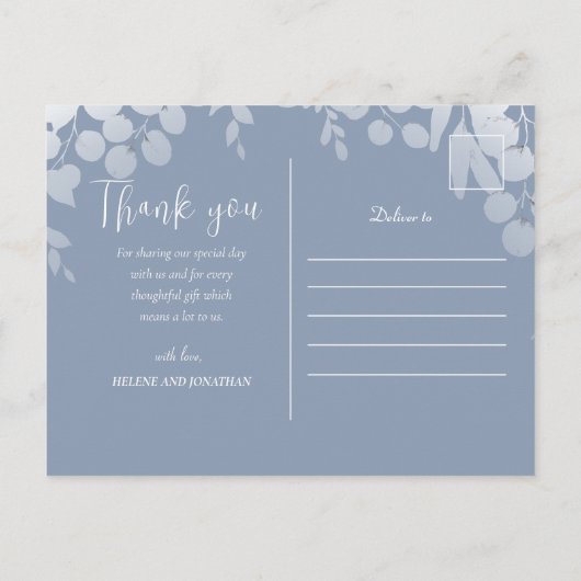 Dusty Blue Boho Wedding Hartelijk dank Briefkaart (Achterkant)