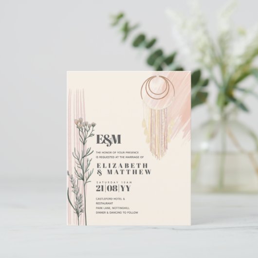 Dusty Blue Boho Wedding Invitations (Staand voorkant)