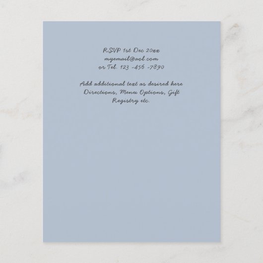 Dusty Blue Boho Wedding Invitations (Achterkant)