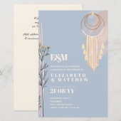 Dusty Blue Boho Wedding Invitations (Voorkant / Achterkant)