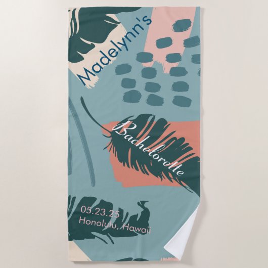 Dusty Blue Boho Wedding Party Favor Personalized Strandlaken (Voorkant)
