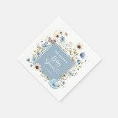 Dusty Blue Boho Wildflower Baby Jongen Douche Serv Servet (Hoek)