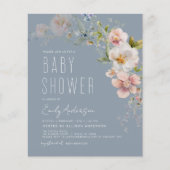 Dusty Blue Boho Wildflower Baby shower Invitation Flyer (Voorkant)
