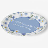 Dusty Blue Boho Wildflower Baby shower Papieren Bordje (Gekanteld)