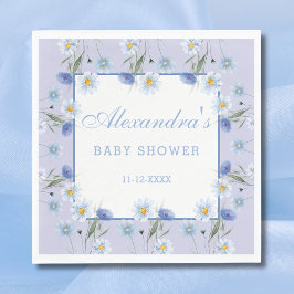 Dusty Blue Boho Wildflower Baby shower Servet