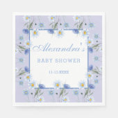 Dusty Blue Boho Wildflower Baby shower Servet (Voorkant)