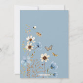 Dusty Blue Boho Wildflower Boy Baby shower Kaart (Achterkant)