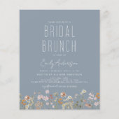 Dusty Blue Boho Wildflower Bridal Brunch Douche Flyer (Voorkant)