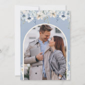 Dusty Blue Boho Wildflower bruiloft foto Save The Date (Achterkant)