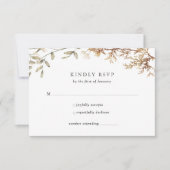 Dusty Blue Boho Wildflower Foliage Wedding RSVP Kaartje (Voorkant)