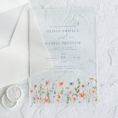 Dusty Blue Boho Wildflower Garden Wedding Acryl Uitnodigingen
