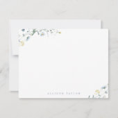 Dusty Blue Boho Wildflower gepersonaliseerd briefp Notitiekaartje (Voorkant)